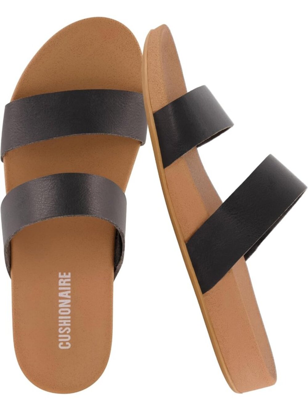 Women's Black Josie Slip On Two Strap Open Toe Comfort Flip Flop Sandal Shoes